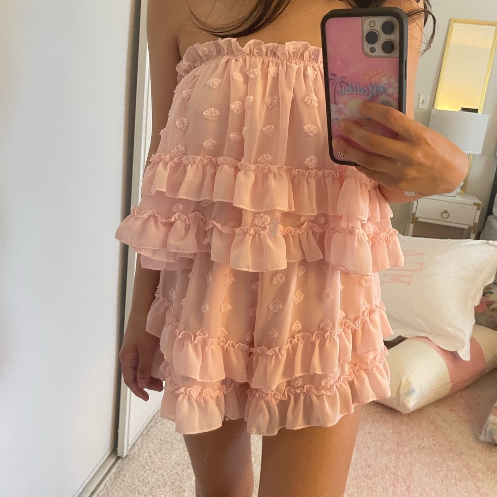 Pink ruffle romper size Xs